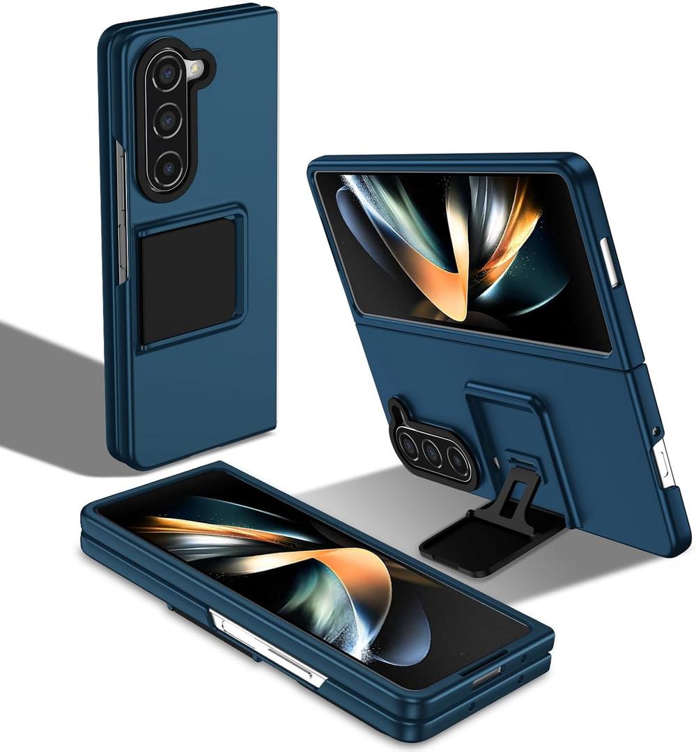 for Samsung Galaxy Z Fold4 5G Case, Armour Rugged Silicone TPU Bumper Tough PC Cover Galaxy Z Fold 4 with Kickstand, Military Shockproof Phone Case for Samsung Z Fold4 Blue