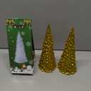 Baquler 3 Pcs Acrylic Lighted Christmas Tree 8.66'' LED Night Light Xmas Table Top Holiday Decoration Color Changing Light Up Glitter Tabletop Figurine for Party (Battery Not Included)(Gold)