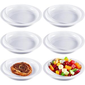 6 Pcs Spill Proof Scoop Plates with Suction Base, 9.2'' High-Low Adaptive Bowls, Non Skid Self Feed Dinnerware for Elderly Disabled Handicapped from Parkinsons, Dementia, Stroke, Tremor (White)