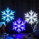ROCEEI 3 Pcs Snowflake Neon Sign, Snowflake LED Lights Winter Neon Lights USB Window Wall Bar Living Room Decor for Winter Christmas Party Holiday Night Bedroom Gifts (Blue and White)