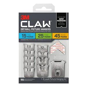 3M™ CLAW Drywall Picture Hangers, 15 Lb, Pack Of 10 Hangers 2 Pcs