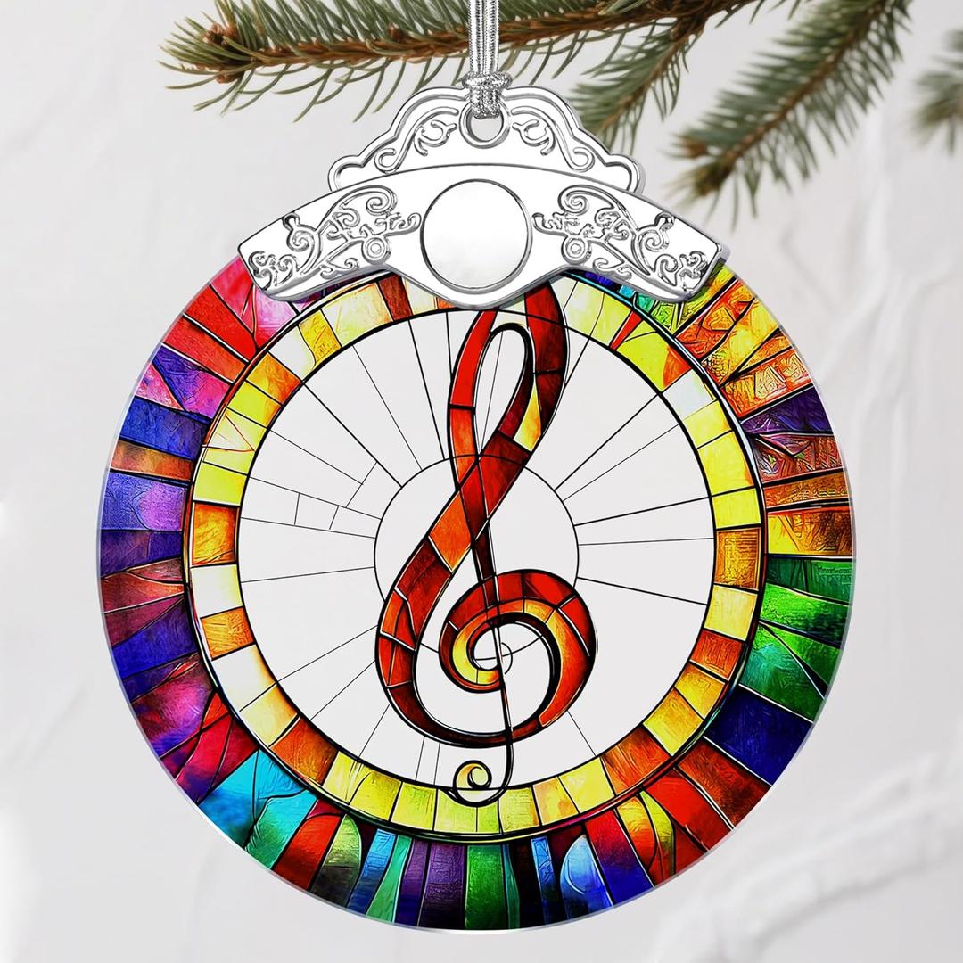Stained Glass Musical Christmas OrnamentChristmas Tree Ornaments & Holiday Decor  Holiday Presents & Gift Ideas & Music Teacher Gifts & Music Lover Gifts & Musician Gift