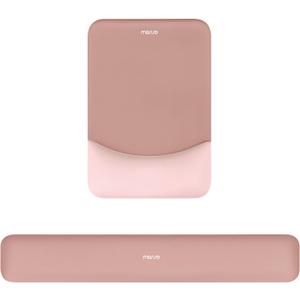 MOSISO Wrist Rest Support for Mouse Pad&Keyboard Set, Rectangular Ergonomic Mousepad Non-Slip Base Home/Office Pain Relief&Easy Typing Pad with Neoprene Cloth&Raised Silicone Lining, Salmon Pink