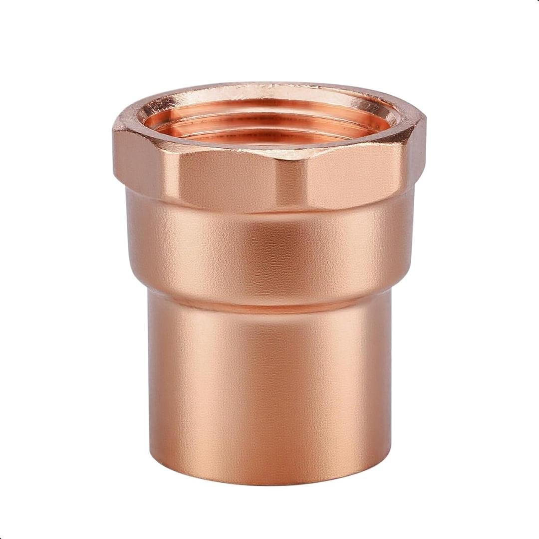 Plumbing Solder Copper Female Adapter, 4-Pcs 1 inch C x FNPT Heavy Duty Copper Tube Fitting with Sweat Solder Connection, NSF 61 Certified