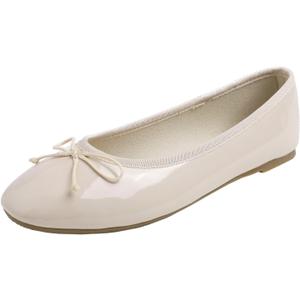 FEVERSOLE Women's Macaroon Colorful Memory Foam Cushion Insock Patent Ballet Flat (9, Milk Tea)