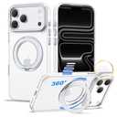 XIQI Compatible with iPhone 17 Pro Max Case 6.9'' with Magnetic 360 Rotatable Ring Stand & AI Camera Control Button[Compatible with Mag-Safe] Translucent Matte Phone Cover for Men Wowen,White