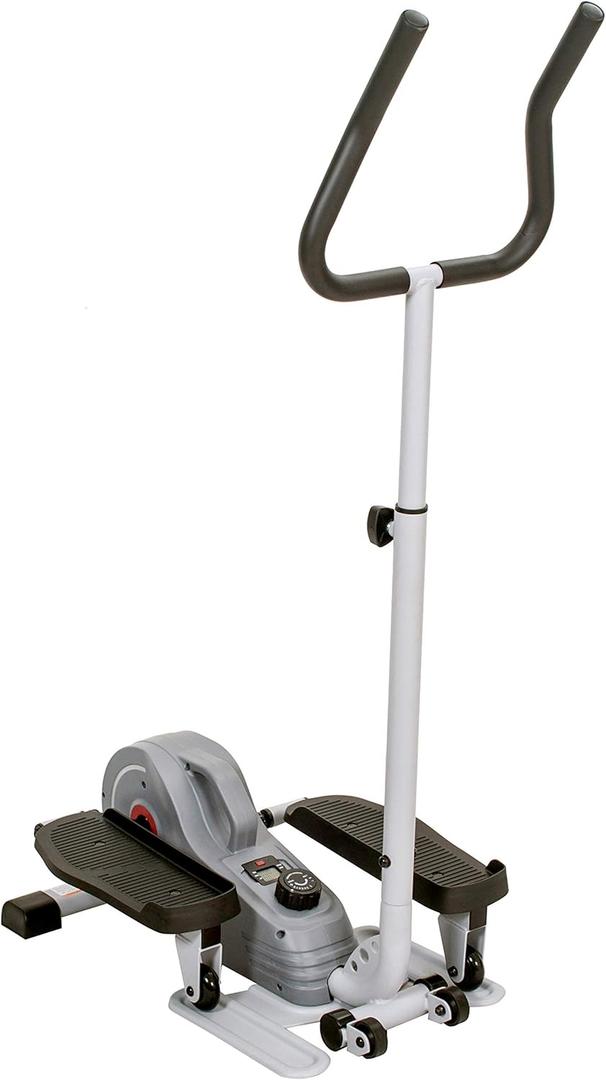 Sunny Health & Fitness 2-in-1 Sit/Stand Mini Elliptical Machine, Portable Under Desk Peddler Exerciser for Senior Home Workout, Optional Free Sunnyfit App Bluetooth Link, Handlebars or Resistance Band