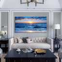 Lapremoly Large Wall Art For Living Room Canvas Wall Decor For Office Bedroom Wall Decorations Blue Ocean Beach Wall Painting Sunny Sea View Wave Wall Pictures Artwork Hotel Home Decor 30" X 60"