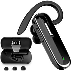 DTALL Bluetooth Headset, V5.1 Ultralight Wireless Handfree Earpiece for Cell Phones with Battery Display Charging Case 96 Hours Talking Time Built-in Microphone for Driving,Office,Business