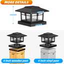 EXCMARK 4x4 Solar Post Cap Lights, 8 Pack Fence Deck Post Lights Outdoor Solar Powered Waterproof with Two Light Modes Warm&Cool White for Garden Patio Decor.(Classic Black, 8)