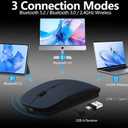 Wireless Mouse for MacBook & iPad, Bluetooth 5.2/3.0 & 2.4G USB-C/USB-A, Rechargeable Silent Slim Mouse with Multi-Device Switching & Activity Mode to Prevent Screen Lock - Blue