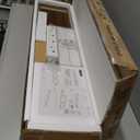 DualTier Monitor Stand for Modern Desk Setup,  Minimalist Wooden and Metal Riser Shelf with Transparent Acrylic Feet for Dual Monitors, Laptops, Home Office Aesthetic Brown and White