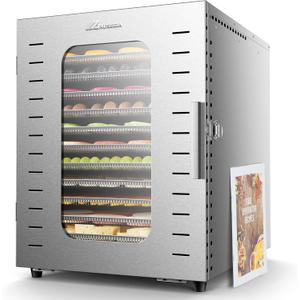 Commercial Large 12 Trays Food Dehydrator, Usable Area up to 22.67ft, 1200W Full Stainless Steel Dryer Machine, up to 190 Temperature, for Meat, Fruit, Veggies, Beef, Herbs, Pet Foods