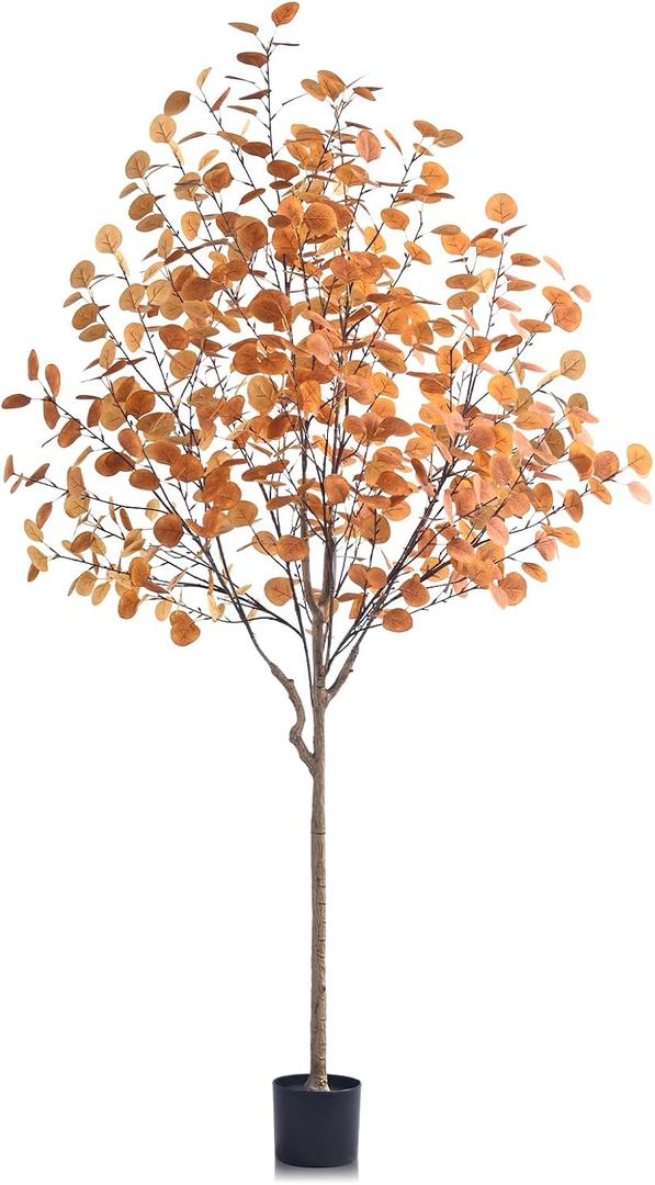 Artificial Eucalyptus Tree for Fall Decor, 6 FT Fall Tree with Realistic Eucalyptus Leaves, Faux Eucalyptus Tree for Room Design, Realistic Fall Plant for Fall Indoor & Outdoor Decor - Fall