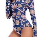 Century Star Long Sleeve Swimsuits for Women Rash Guard UPF 50+ Modest One Piece Surfing Full Coverage Bathing Suit Swimwear (Blue, XS)