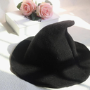 BESPORTBLE Black Witch Beanie Hat for Women Cozy Winter Knit Fisherman Cap Accessory for Masquerade and Cosplay Events for Indoor and Outdoor Use