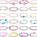 Dxhycc 24 Pieces Princess Bracelets Girls Beaded Bracelets Little Girls Costume Jewelry Set for Birthday Party Favors