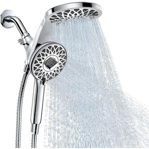 High Pressure Rain Shower Head with Handheld Spray Combo: Detachable Dual Shower Head with 10 Sprays Modes - Upgrade Knob Spray Mode Selector and Magnetic Guidance Docking System