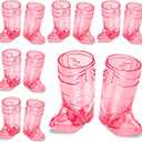 Cowboy Boot Shot Glasses, 12 Pcs 1 Oz Mini Plastic Boot Shot Glass, Reusable Plastic Boot Cups for Cowboy Cowgirl Western Theme Party Supplies Bachelorette Birthday Party Favors (Rose Red)