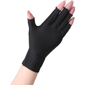 NURCOM Compression Arthritis Gloves, Carpal Tunnel, Tendinitis, Tendonitis, Single Glove for Left & Right Hand, Open Finger Black Large