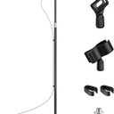 Microphone Stand, Universal Detachable Mic Floor Stand with Compact Weighted Base, Height Adjustable From 22 to 67, 2 Universal Mic Clips for Blue Yeti/Shure SM7B/Samson Q2U and More