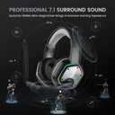 EKSA E1000 USB Gaming Headset for PC, Computer Headphones with Microphone/Mic Noise Cancelling, 7.1 Surround Sound, RGB Light - Wired Headphones for PS4, PS5 Console, Laptop, Call Center