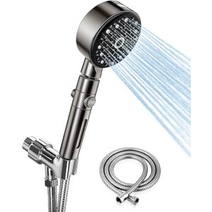 Filtered Shower Head with Handheld, High Pressure 6 Spray Mode Chrome Showerhead with Filterswith 79 Inch Stainless Steel Hose and Adjustable Showerhead Holder