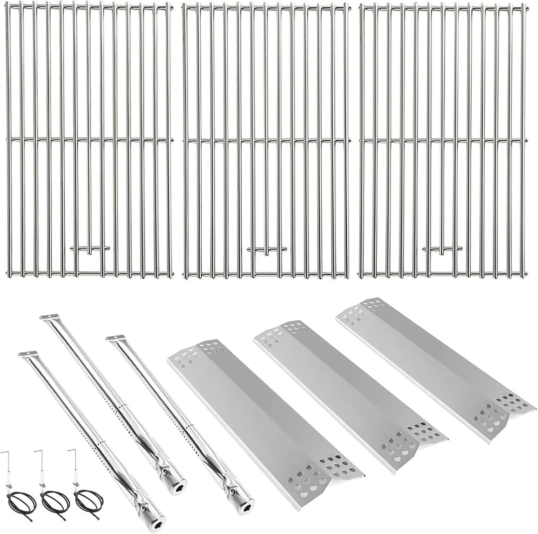 Replacement Kit for Kitchen Aid 720-0787D 730-0787D 720-0953 730-0953 720-0953L, 7MM Solid Stainless Steel Cooking Grates, Burner and Heat Plates Replacement Parts for Kitchen Aid Gas Grill