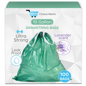 10 Gallon Trash Bag Ultra Strong 100 Count With Drawstring