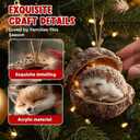 3 x 2026 New Forest Animal Acorn Christmas Ornaments, 2D Flat Cozy Forest Pine Cone Animal Decoration, Woodland Creature Hanging Acrylic Ornament for Home Decor 5PCS