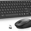 LeadsaiL Wireless Keyboard and Mouse Combo, Full-Sized Ergonomic Computer Keyboard, 2.4GHz Cordless Keyboard Silent Mouse Set with 2-in-1 USB Receiver, 12 FN Shortcuts for Windows Laptop, PC/Mac-Black