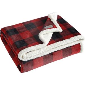 Eddie Bauer - Throw Blanket, Reversible Sherpa Fleece Bedding, Buffalo Plaid Home Decor for All Seasons (Red Check, Throw)