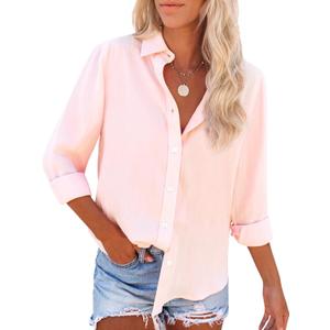 siliteelon Womens Oxford Button Down Shirt Long Sleeve Cotton Dress Shirt Collared Blouse Business Casual Work Tops -  XL