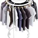 Round Garment Rack, Floor Standing Iron clothes Hanging Rack with Topper, Suitable for Large Shopping Malls Retail, Clothes Boutique Display Laundry Rooms Multi-Purpose Hanging (WHITE)