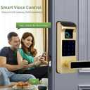 Smart Door Lock, Heavy Duty 5 in 1 Keyless Entry Door Lock, Full App Control Digital Keypad Lock, Reversible Handle with Fingerprints and Passcodes for Family/Office/Apartment (Gold)