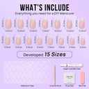 BTArtbox French Tip Press On Nails - White Press On Nails Almond, Short Fake Nails with Nail Glue, Fit Perfectly & Natural Reusable Stick on Nails in 16 Sizes, Mermaid