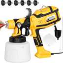 Paint Sprayer for House Painting, Paint Sprayer with 1000W Powerful Copper Motor, 1400ml (47oz) Container, 6 Brass Nozzles & LED Light, Easy to Clean for House, Fence, Furniture, Walls, DIY, Garden