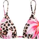 ZAFUL Women's Triangle Bikini Top String Push Up Padded Sexy Swimsuit Bathing Suits Top (S)