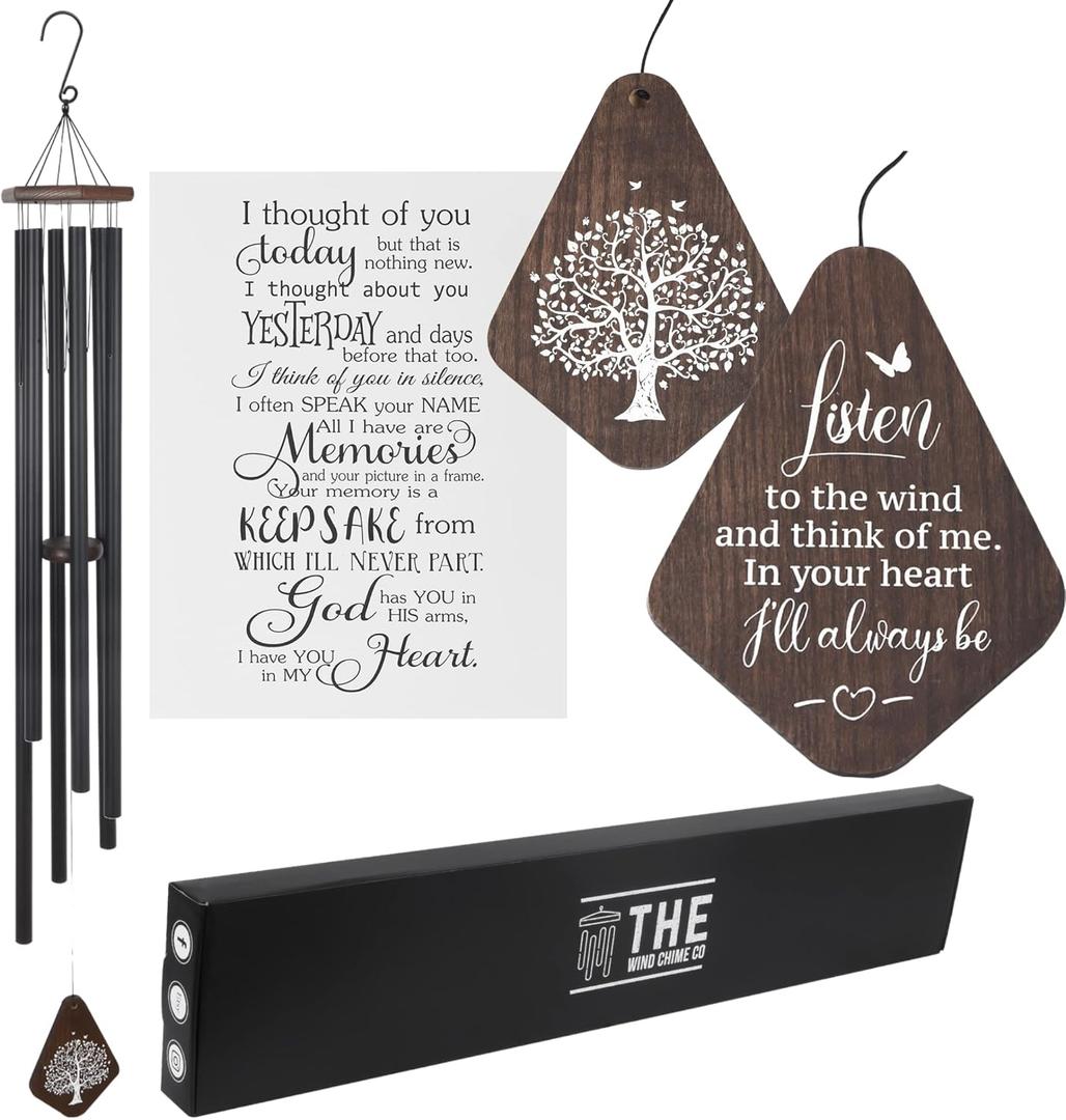 The Wind Chime CO Memorial 55” Deep Tone Large Wind Chime, Sympathy Wind Chimes Gift for The Loss of A Loved one, Memorial Wind Chimes for Outside Decoration, Soothing Melodic Tones with Mute Option.