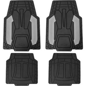 FH Group Automotive Heavy-Duty Rubber Floor Mats, Universal Fit Full Set, Climaproof, Trimmable for Most Sedan, SUV, Truck Floor Mats - Gray