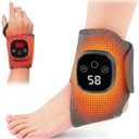 Cordless Foot Massager with Heat, Adjustable Heated Ankle Wrap, 4 High Heat Levels, 3 Strong Vibration Modes, Long Battery Life, Quiet Wireless Heating Pad for Pain Relief, Plantar Fasciitis, Gray