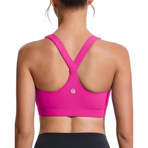 RUNNING GIRL Sports Bras for Women, Medium Support Molded Cup Women’s Sports Bras with Sewn in Pads Racerback Workout Yoga Bra(3113 Hot Pink XXL)