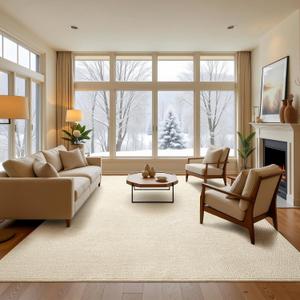 Softlife 5x7 Rugs for Living Room Faux Jute Area Rug Washable Modern Bedroom Rugs Large Non-Slip Farmhouse Floor Carpet for Dining Room Hallway Office Kitchen Entryway, Cream Beige