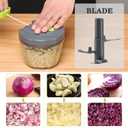 Cambom Manual Food Chopper Vegetable Cutter, Hand String Vegetable Chopper Onions Cutter for Vegetable Fruits Nuts BPA Free Food Safe Material, 650ml Gray