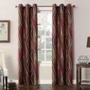 No. 918 Intersect Ogee Print Semi-Sheer Grommet Curtain Panel (48"W x 63"L (Pack of 1), Paprika Red)