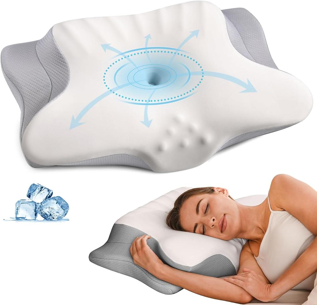 Cervical Neck Pillow for Pain Relief - Ergonomic Memory Foam Pillows for Sleeping, Cooling Side Sleeper Pillow for Neck Support, Contour Orthopedic Bed Pillow for Sleepers