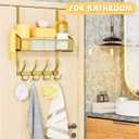 Kaiferty Over The Door Hooks Organizer, Coat Rack Over The Door Storage Hanger Towel Rack, Back of Door Storage Organizer for Bathroom,Bedroom,Kitchen,Office (Gold, 2-Tier)