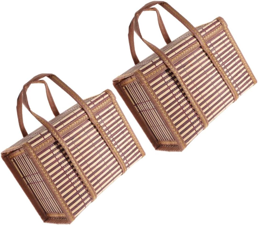 2Pcs Portable Handheld Storage Basket Collapsible Outdoor Picnic Organizer for Family Gatherings for Food Drinks and Personal Items Space Saving Design