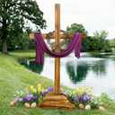 Lineshading 59 Inch Extra Large Easter Wood Cross Decoration Standing Cross Jesus Christ Catholic Crafted He Is Risen Outdoor Decor for Party Wedding Christmas Communion Church