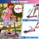 3 Wheel Scooter for Kids Ages 6-12, LED Light-Up Kids Kick ScooterPortable Foldable, Adjustable Height, Durable Metal Construction, 6" Extra Wide Deck for Outdoor Activities,Child Safety Certified